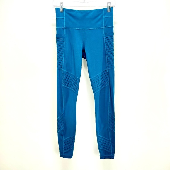 Athleta Pants - Athleta Leggings XS Womens Salutation Stash Pocket Moto Tight Ribbed Dark Teal